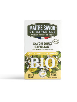 Maitre Savon de Marseille mydło organiczne BIO Złuszczające Peelingujące CYTRYNA 100g